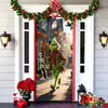 2025 Novo Tecido Pendurado na Porta de Halloween Monstro Peludo Verde Grinch Capa de Porta Tecido Pendurado Tecido de Tapeçaria Decorativo para Atmosfera de Halloween