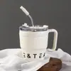 Taza de pajita con asa nueva y elegante, taza aislada de acero inoxidable, taza de agua simple y a la moda, taza de café portátil para la oficina