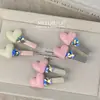Coreia do Sul Ins Menina Coração Textura Strass Pato Bico Clipe Doce Alto Padrão Estilo Franja Clipe Lateral Acessórios de Cabelo