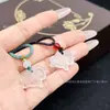 Colgante de calcedonia de hielo de alta calidad, patrón de nube de gelatina de lichi, candado auspicioso que cumple deseos, ágata de hielo de luz de luna blanca, amuleto ahuecado "Sin Preocupaciones", colgante de paz