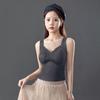 Chaleco cálido de terciopelo con costuras de encaje sexy con cuello en V, acolchado de terciopelo, ajustado al cuerpo, ropa interior térmica sin sujetador