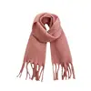 Bufanda de Mohair de Color Puro Estilo Coreano para Mujer Invierno Engrosada con Borlas Bufanda Cálida Chal Bufanda Extendida Integrada