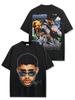 Camiseta de Manga Corta Estilo Retro Americano Transfronterizo con Estampado de Bad Bunny Suelta Resistente Cuello Redondo Sudadera con Capucha para Hombre