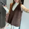 Fábrica 2026 Otoño/Invierno Nuevo Chaleco de Punto con Cuello en V para Mujer, Corte Holgado, Versátil, Sencillo, Sin Mangas, Adecuado para Usar en Capas o Solo