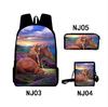 Amazon Hot Patrón Caballo de Pradera Juego de Tres Piezas Mochila Escolar Estuche de Lápices Bolso de Mensajero Mochila Casual con Estampado 3D
