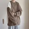 Moletom Pesado Waffle Masculino Primavera e Outono Novo Costura em Contraste Loose Tamanho Grande Moda Versátil Jaqueta Gola Redonda