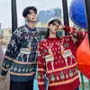 Estilo Urbano Navideño Cuello Redondo Atuendo de Pareja Estilo Perezoso Suéter Reno Atuendo de Invierno Súper Popular en Instagram Versión Coreana Holgada para Usar al Aire Libre