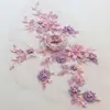 Flor Tridimensional Bordada Hot Diamond Lantejou Miçangas Renda Peça de Flor Renda Decorativa para Roupas Acessórios L34
