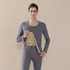 Novo traje de roupa íntima térmica masculina 2023 com borda coberta, lã de cordeiro espessa, forrado com fleece, roupas de outono para casais