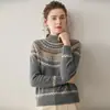 Colección Otoño/Invierno 2026 Suéter de Cachemira Gruesa Jacquard Fair Isle Cachemira Grado A, Jersey de Punto de Cuello Alto