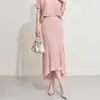 Saia Pregueada Texturizada Preta de Alta Qualidade, Saia de Tule Levemente Transparente de Verão com Cauda de Peixe Irregular, Saia Longa Emagrecedora para Roupa de Trabalho