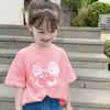 Ropa de Verano 2026 Nuevo Estilo Coreano Moderna Camiseta de Verano para Niños Manga Corta de Algodón Puro Top de Media Manga para Niña Tendencia