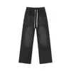Jeans Personalizados/Bootcut para Hombre Retro Versátil Lavado Pierna Recta Casual Sueltos Pierna Ancha Pantalones Largos hasta el Suelo