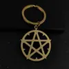 Design Europeu e Americano Personalizado Estrela de Cinco Pontas Geométrico Redondo Pingente Colar Chaveiro Montagem Pingente Roupas Acessórios Versáteis