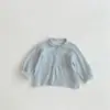 Camisa de Rayas Verticales Estilo Coreano para Niños Primavera/Verano 2026 Camisa Básica de Manga Larga para Bebés y Niños Pequeños Top de Bebé con Cuello Estilo Japonés