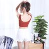 Top de tubo sexy de una pieza con base de acero y almohadilla gruesa para el pecho, con hermosa espalda envuelta en forma de U y hilo clásico para mujer.