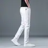 Calça jeans masculina slim fit elástica cor bordô, perna reta, solta, estilo outono e inverno, casual, forrada com fleece, calça masculina casual