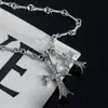 Collar de Diamantes de Doble Cruz para Hombre, Versátil, Moderno, Hip-Hop, Diseño Simple y Personalizado, Cadena para Clavícula, Joyería de Regalo que No se Desvanece