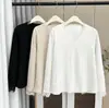 2025 Talla Grande para Mujer Otoño e Invierno Nuevo Estilo Coreano Elegante Encaje Cuello en V Terciopelo Mousse Camiseta Básica de Manga Larga 9092