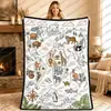 Manta con diseño de mapa de animales transfronterizo, hecha a medida, superventas en Amazon para niños y adultos, manta para pintar y garabatear a mano DIY