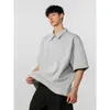 Camiseta Polo de Manga Corta Desestructurada de Peso Pesado con Media Cremallera para Hombre y Mujer, Marca de Verano de Moda con un Ambiente Juvenil y Fresco, Mangas de Tres Cuartos