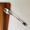 Cuchara y Tenedor para Ensalada de Acero Inoxidable con Mango Largo, Cuchara para Frutas y Verduras, Tenedor para Helado y Postre, Cuchara para Pasta, Tenedor de Mesa de Doble Propósito