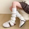 Calcetines de Cachemira con Pie para Mujer de Otoño e Invierno, Gruesos y Cálidos Y2K Tejidos Tubo Largo Pila Gris Estilo Coreano Jk Pantorrilla y Rodilla