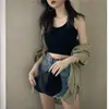 Camisola de Algodón para Mujer, Verano 2026, Estilo Corto, Estilo Bm, Ropa de Verano Exterior, Crop Top, Estilo de Celebridad de Internet, Sexy sin Mangas, Estilo Estudiante