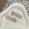 Isla de las Hadas Gato Francés Ojo de Gato Hecho a Mano Pura Boutique Uñas Portátiles Cortas Blanqueamiento Parche de Manicura Terminada Parche de Uñas Postizas