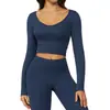 Roupas de Yoga de Manga Longa Secagem Rápida Escovadas Transfronteiriças Camiseta Esportiva para Corrida ao Ar Livre Roupa Fitness Justa de Secagem Rápida Top 3109