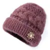 Gorro de Punto Cálido para Señoras de Mediana Edad y Mayores Estilo Clásico Bajo Precio Terciopelo Ártico Gorro Interior de Lana