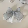 Nuevo pasador de pelo dulce de encaje a cuadros con lazo, fresco y elegante, pinza de resorte perezosa, suave accesorio para el pelo de media coleta