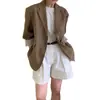 Blazer de manga larga simple de alta gama para mujer de Dongdaemun, Corea, para principios de otoño, con hombreras y sin forro
