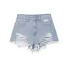 Transfronterizo 2026 Verano Nuevo Estilo Europeo y Americano Modernos Versátiles Sexy de Cintura Alta Borde Curvo Shorts de Mezclilla Rasgados