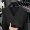 Chaleco de Punto Simple con Cuello en V para Hombre, Hilo Jaspeado Bicolor, Anti-Pilling, Top sin Mangas, Suave, Pilling, Garantía de Devolución de Dinero