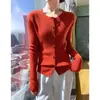 Cárdigan de Punto Fino 100% Lana para Mujer, Color Sólido, Cuello Redondo, Suéter Elegante y Versátil, Prenda Superior de Lana para Primavera y Otoño
