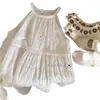 Vestido de Verano para Niña, Elegante Vestido para Bebé, Versión Coreana Única y Moderna para Niños, Dulce Vestido de Tirantes Hueco Jacquard de Princesa