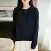 Suéter de punto de ochos estilo suave para mujer, otoño e invierno, suave y pegajoso, punto de ochos, holgado, cuello redondo, suéter perezoso, capa base cálida