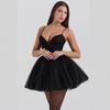 2025 Novo Doce Malha Emenda Suspensório Saia Tutu Princesa Sexy Slim Sem Costas Mini Vestido para Mulheres