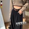 Pantalones de pana de alta calidad de pierna ancha para mujer, otoño e invierno, pantalones de traje pequeños 145, forro polar grueso, cintura alta, tubo recto, caída