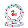 Decoração de festa de aniversário infantil com tema de cerejeira rosa transfronteiriça, conjunto de decoração com pratos de papel xadrez, guardanapos de papel e toalha de mesa