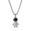 Collar de acero de titanio para mujer, ligero, de lujo, estilo hip hop, moderno, con colgante de oso de diamantes, combina con todo, otoño e invierno, cadena larga de lana de alta gama.