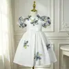 Exclusivo transfronterizo para vestidos formales de niña, mangas abullonadas, lazos, vestidos de princesa, temporada de bodas, vestidos de princesa para damas de honor, vestidos franceses