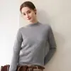 Suéter de Cachemir Sencillo de Cuello Medio Alto para Mujer Cálido Otoño/Invierno Nuevo Estilo Punto de Cachemir de Cabra Moda Puntos de Colores Versátil Capa Base