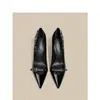 Tacones de Aguja Elegantes de Punta Fina Estilo Francés para Mujer, Nuevo Modelo Verano 2026, Correa con Remaches Negros, Impresionantes Zapatos de Tacón Alto Bajos