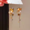 Brincos de Gancho com Franja Redonda Irregular de Contas de Cristal Leve Luxo Retro Moda de Alto Padrão Nicho Temperamento para Mulheres