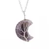 Collar Colgante Árbol de la Vida de Amatista Natural Luna Comercio Exterior Transfronterizo Hecho a Mano Joyería Árbol de la Fortuna de Cristal N512