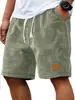 2026 Nuevos Pantalones Casuales Transpirables a Cuadros Pequeños para Hombre de Amazon Transfronterizo con Cordón, Bermudas Versátiles de Cinco Bolsillos con Etiqueta de Cuero