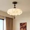 CASA Iluminação de Teto para Quarto Estilo Vintage Francês Sala de Estar Proteção para os Olhos Lâmpada Nuvem Toque de Luxo Tecido Iluminação para Estudo Quarto Principal