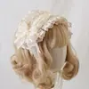 Tiara de Renda com Laço Lolita Edição Limitada Original Multicor Kc Linda Tiara com Ilusão de Cor Rosa